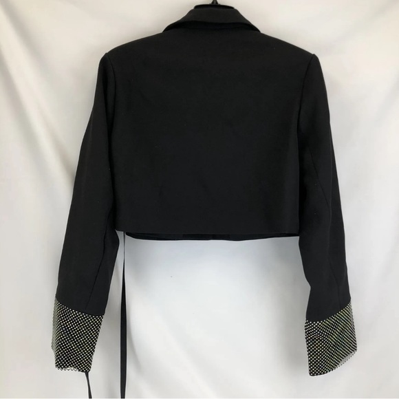 NWT SLA the label Thea Cuff Cropped Rhinestone Blazer Black. Size Large. - Picture 7 of 7